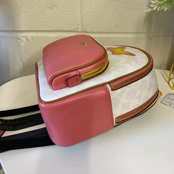 Coach C8257 Mini Court Backpack In Signature Canvas In Chalk/Taffy Multi - Picture 7 of 10